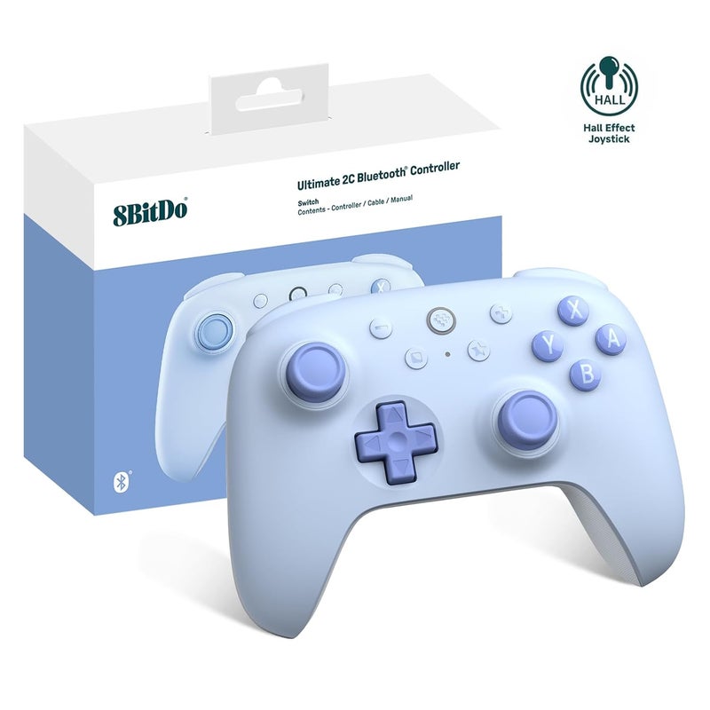 8Bitdo Ultimate 2C Bluetooth Controller (Hall Effect Joystick Update) - for Switch, with Remappable L4/R4 Bumpers, 6-axis Motion Control, Rumble Vibration and Turbo Function (Blue) - Image 1